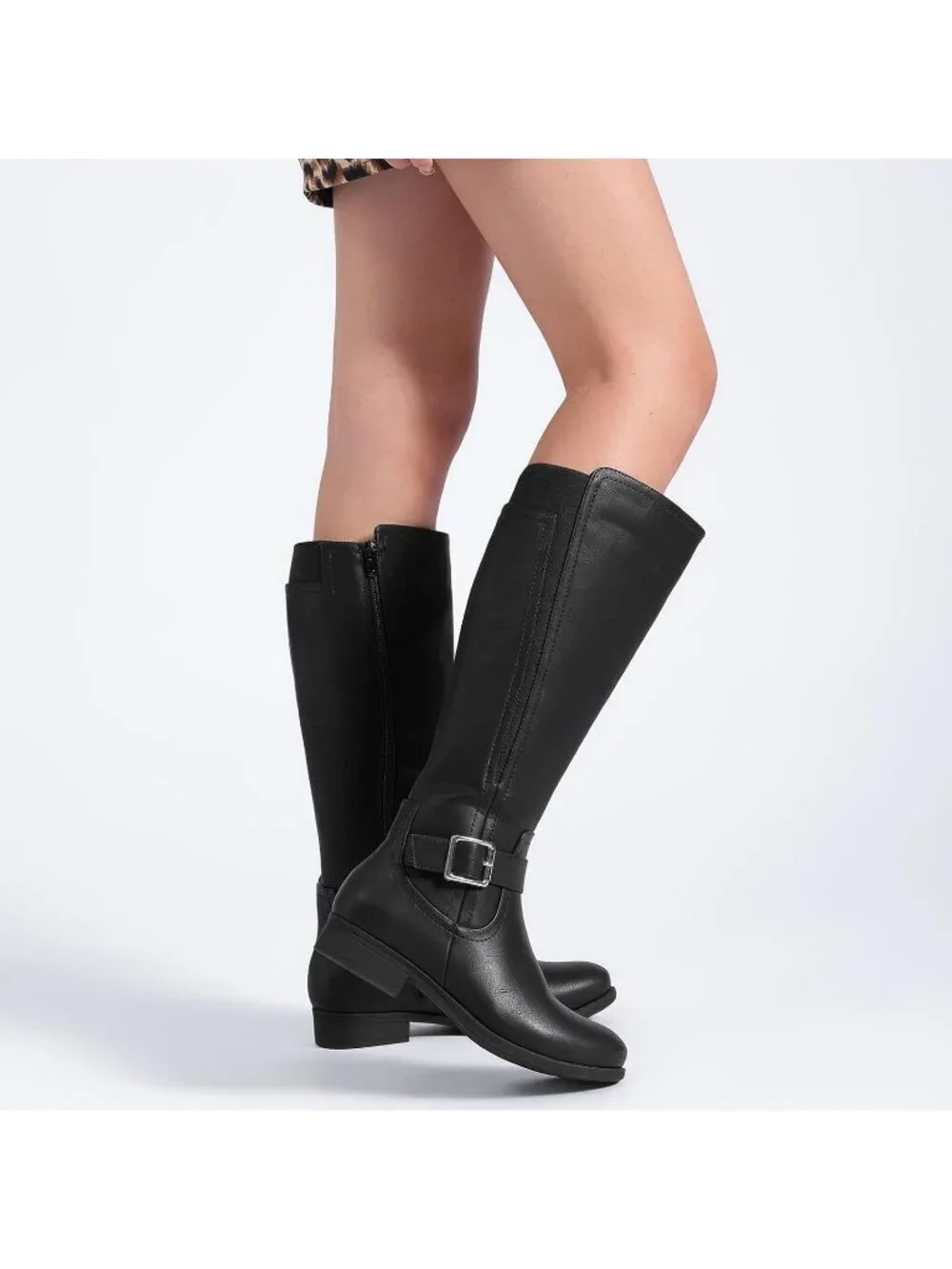 Women's Black Leather Rubber Slouchy Knee High Comfortable Stylish Tall Boots